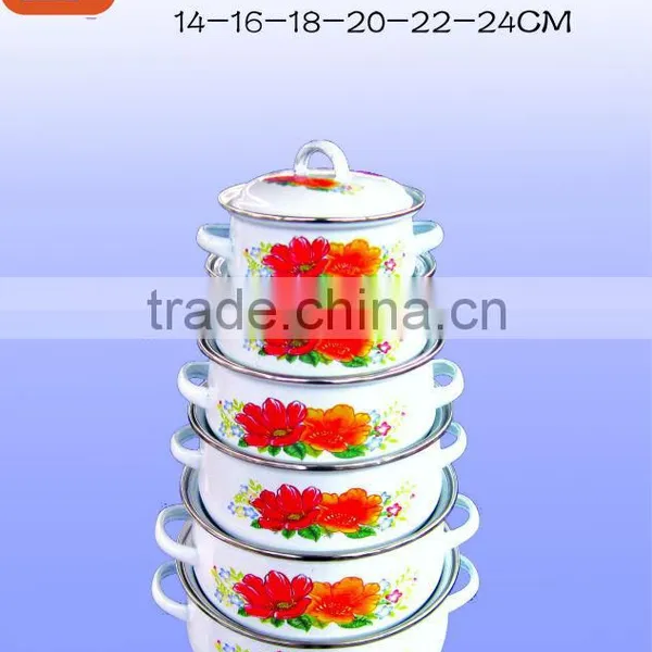 676DB 14-24CM Cookware Set With Normal Handle Hot Seal Enamel Casserole