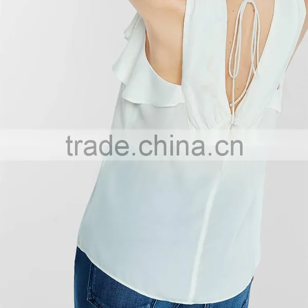 2016 Fashion Flowy Ruffle Tie Back Tank HST8029 photo-4