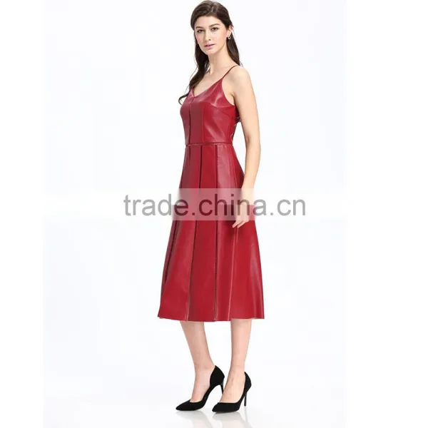 2017 Latest Party Hot Casual Woman Sexy Leather Dress photo-4