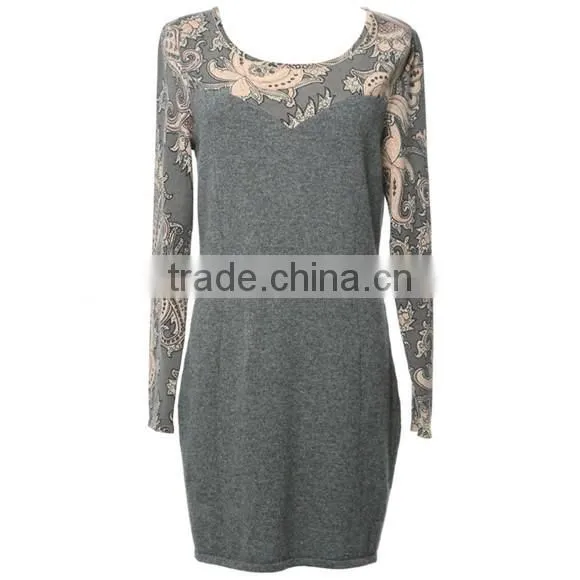 KNITTED WOMEN LONG SLEEVE ROUND NECK BASIC PRINT PULLOVER photo-2