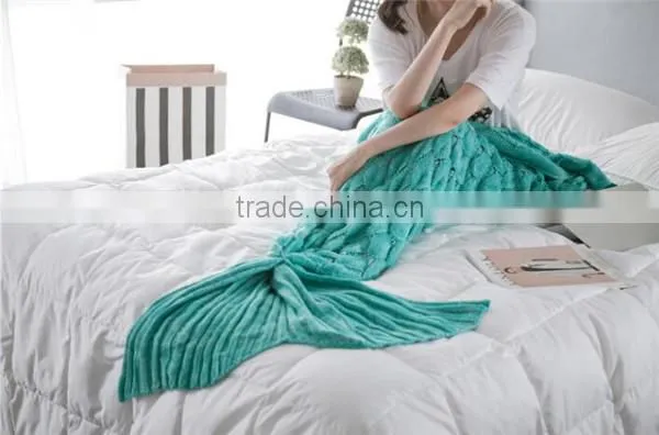 TV Blanket Knitted Fish Scale Mermaid Tail Blanket Colorful Sleeping Bag photo-5