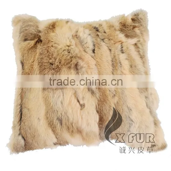 CX-D-17 Home Decoration Pillow Patchwork Real Rabbit Fur Cushion & Pillow Cover photo-6