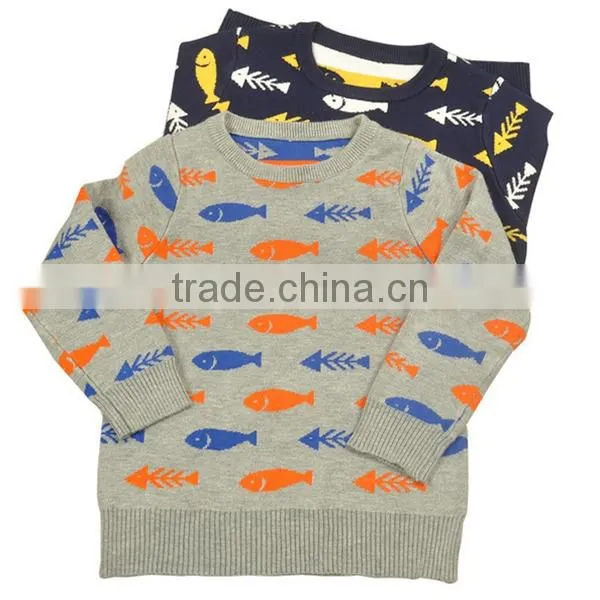 Sweater Design For Kids Children Kids Pullover Sweater Cartoon Fish Knitted Sports Boys Clothing photo-3