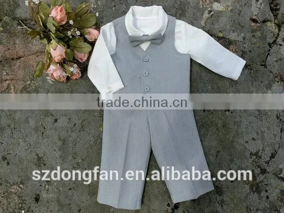 Cute Baby Boy Suit 3pcs Linen Ring Bearer Wear Shirts+Pants+Waistcoat photo-6