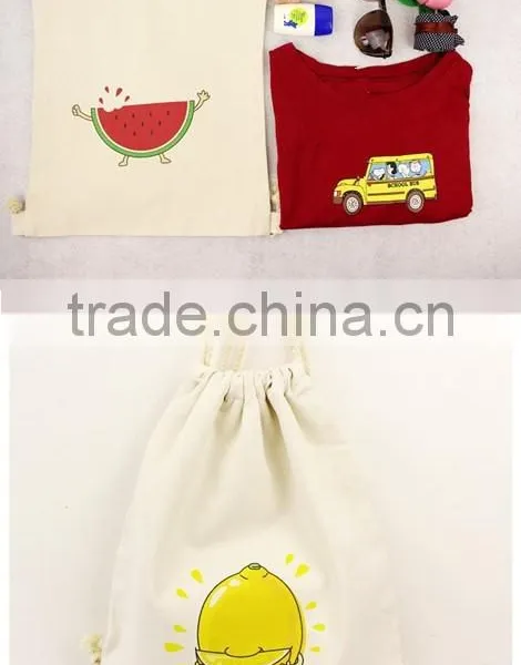 New Fashion Design Cotton Drawstring Backpack photo-3