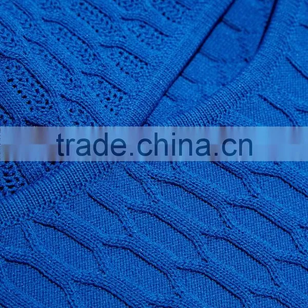 Sexy Designed Deep V-Neck Plain Blue Sweater Crop Top for Ladies photo-4