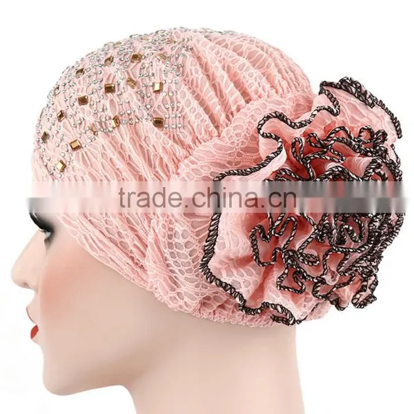 Hot Drill Head Hat With a Large Flower Plate Flower Cap India Arabian Head Scarf Spot photo-6