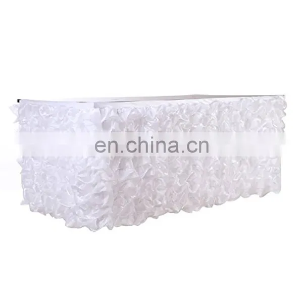 Fancy Wedding Banquet Organza Ruffled Table Skirt photo-3