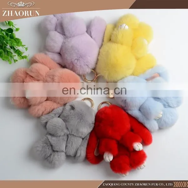 Hot Sale Real Colorful Rabbit Fur Keychain Fashionable Rabbit Pedant Keyring photo-5