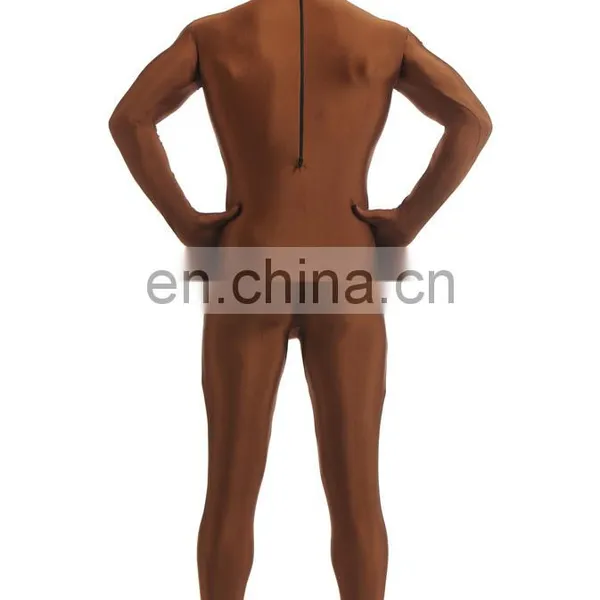 New Unisex Adult Coffee Second Skin Morph Suits Hood Full Body Zentai Costume photo-3