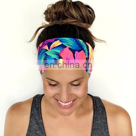 Wide Flower Hairbands Fitness Running Lady Custom Yoga Headband