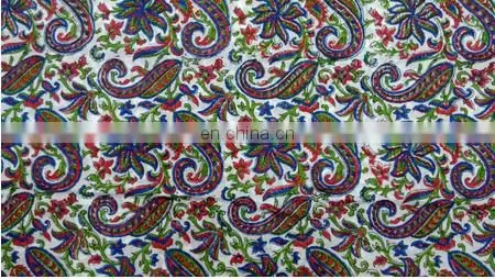 Block Printed Paisley Multi Color Cotton Fabric Sanganeri Jaipuri Wholesale Textile / Fabric / 100% Cotton Fabric photo-2
