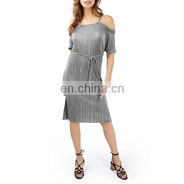 Cold Shoulder Ladies Dress Wholesale Elbow Sleeves Fashion Dress With Lace photo-2