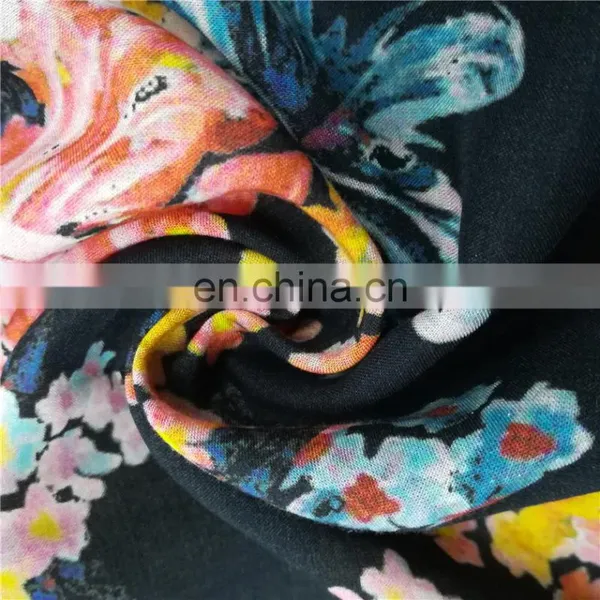 Digital Print Knit Fabric 95% Rayon 5%spandex Rayon Elastic Single Jersey Fabric photo-3