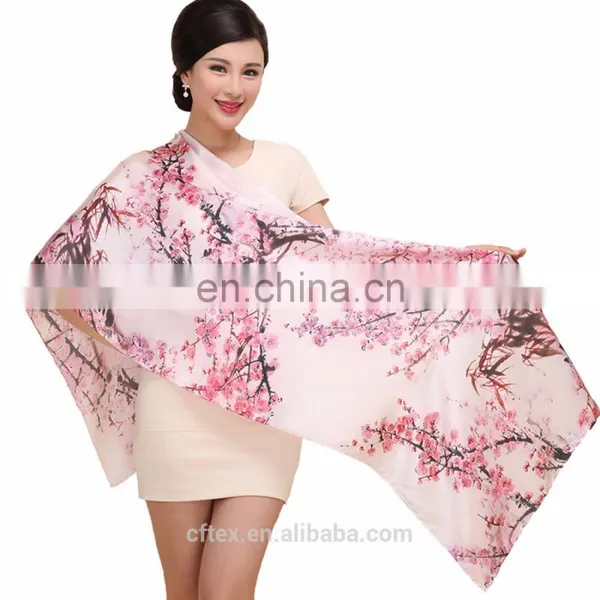 Cutom Ditiatl Printing Silk Stain Scarf for New 2017