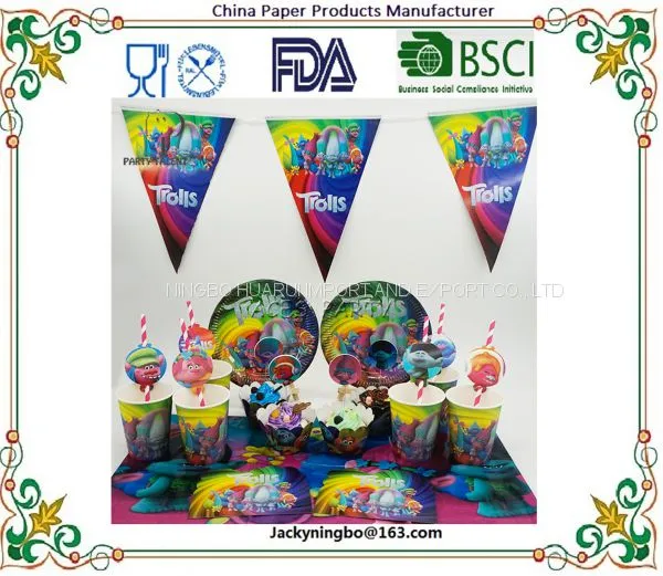 Theme Cartoon Party Tableware Cup Straw Plate Napkins Candy Box Banner Flags Kid's Birthday Party Decorations Supplies