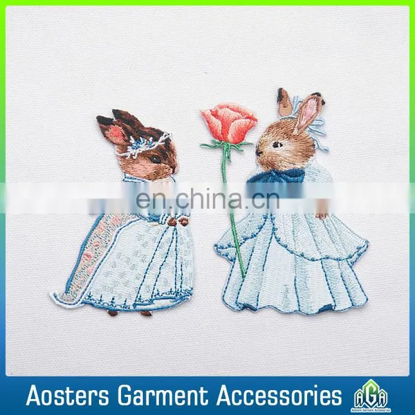 custom love rabbit embroidered patches for clothing patch
