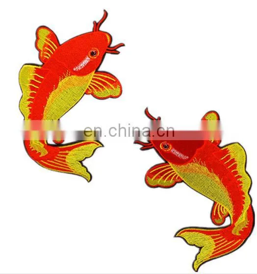2017 New Style Goldfish Carp Embroidery Cloth Stickers Beige Fashion Personalized Patch in Stock