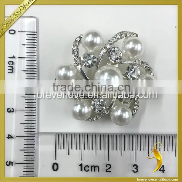 Elegant Design Crystal and Pearl Round Garland Silver Small Rhinestone Brooches FB-079 photo-3