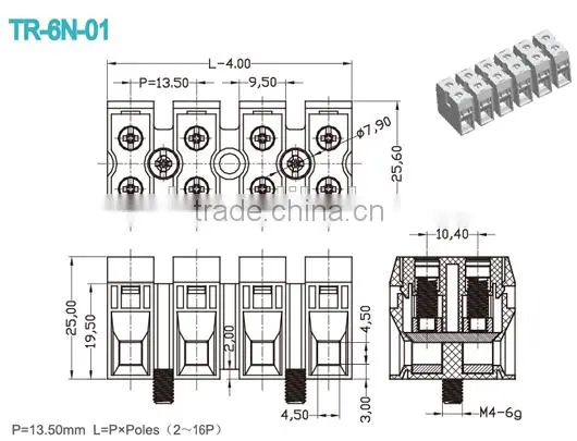 Panel Mount Terminal Blocks With Pitch 13.50mm 2 -16P photo-2