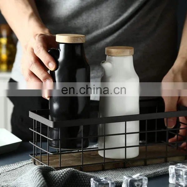 White Black Ceramic Seasoning Cooking Olive Oil Soy Sauce Cruet Bottle Herb & Spice Tools photo-5