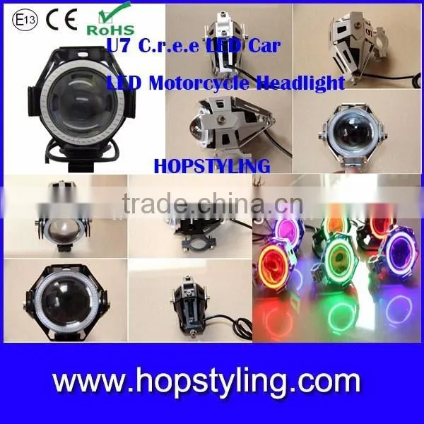 2015 New Version U7 LED Projector Headlights for Motorcycle With COB Angel Eyes photo-2