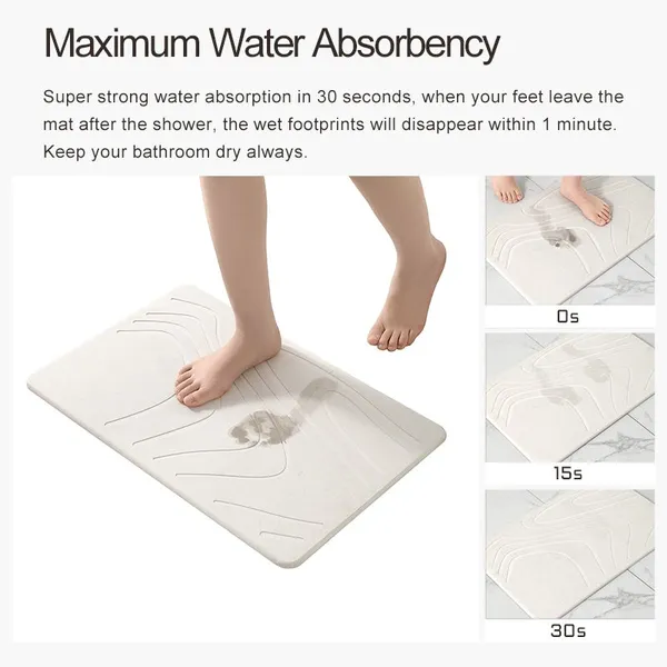 Diatomaceous Earth Shower Mat Non-Slip Super Absorbent Quick Drying Bathroom Diatomite Stone Floor Mat photo-2