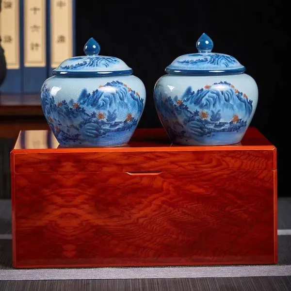 Wooden Boxes for Peony Flower Tea, Ceramic Jar Tea Wooden Boxes, Small Iron Can Tea Wooden Boxes, 2024 Manufacturers photo-2