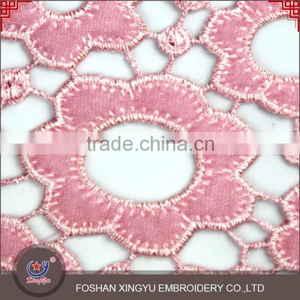Wholesales Woolen Red/pink/blue Laser Embroidery Design Nets Flower Geometry Style Lace Fabric photo-4