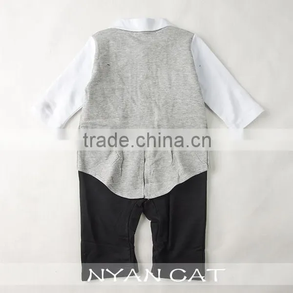 2016 Hot Sale Spring & Autumn Kids Clothes Gentleman Organic Cotton Fake 2pcs Jumpsuits 2 Color Handsome Boy Kids Rompers photo-3