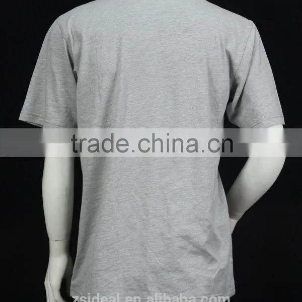 Mans Casual Style Blank 100% Cotton Grey Color V-neck T-shirt photo-4