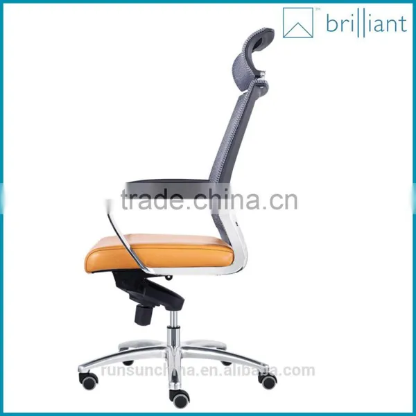 893-1A Adjustable Ergonomic Mesh High Backrest With Leather Seat Computer Office Chair Task Chair Metal Base With Headrest photo-4