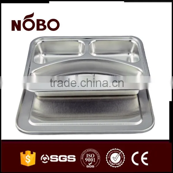 Metal 201 Stianless Steel 3 Compartment Bulk Dinner Food Tray photo-5