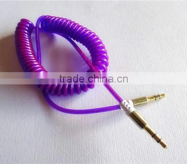 Fashion Audio/DC3.5MM Transparent Spiral Gold-plated Cable photo-5