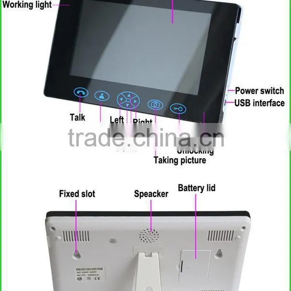 Upgraded 9 '' TFT-LCD Villa Wireless Memory Video Door Phone With Remote Control Unlocking by Long Distance More Than 50meters photo-2