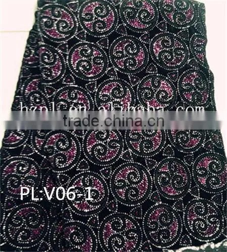 AFRICAN VELVET LACE FABRIC BEST SALE FASHION DESIGN(PL:V06-1)