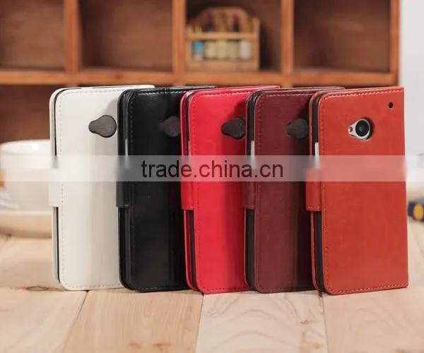 High Quality PU Card Slot Leather Case For HTC One M7 photo-3