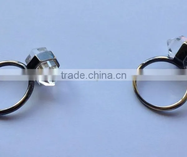 2015 Hot Jewelry 925 Sterling Silver Gemstone Ring With Double Point Rock Crystal Clear Quartz Gemstone Wedding Ring photo-6