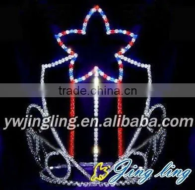 Colorful Large Tiara Sapphire Star Pageant Crowns