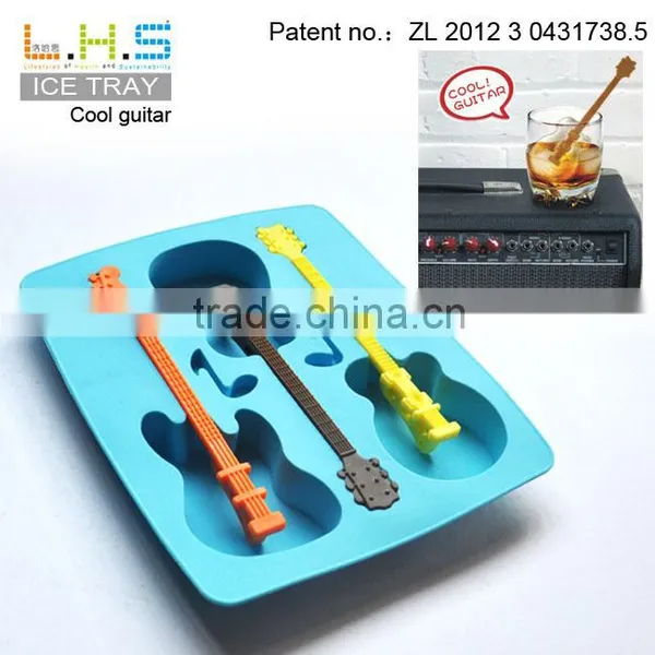 Free Sample NEW Special Cool Fashion Jazz Party With Stirrer Guitar Shaped Silicon Ice Cube Tray photo-3