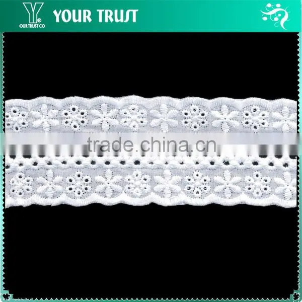 Width 14.0 Centimeter Flora White Cotton Trimming Lace photo-5