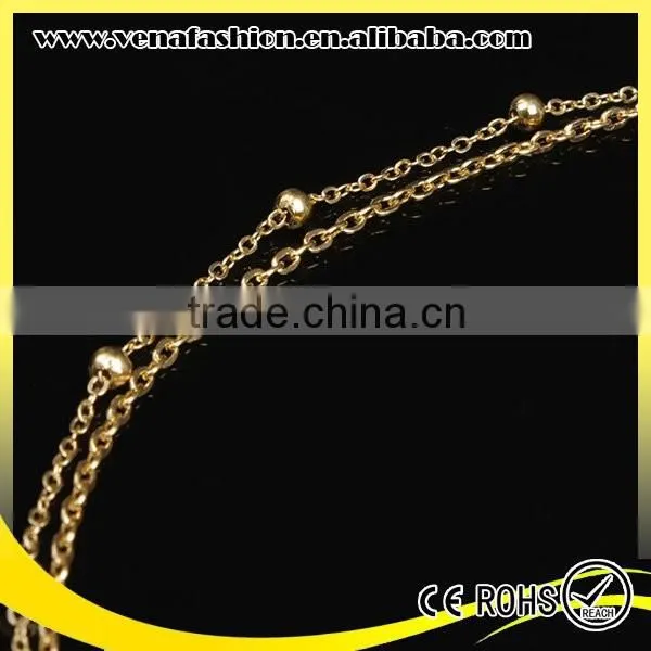 Copper Beads Short Model Thin Gold Chain Necklace photo-4