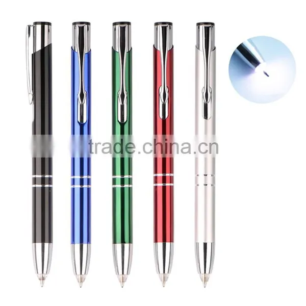 Hot Multicolor Mental Ball Pen With LED Light Pen photo-3