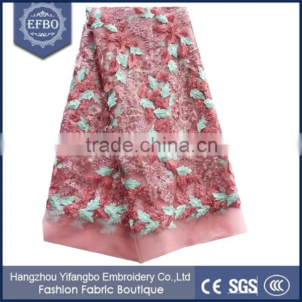Latest Coral Sequin Tullle Fabric Embroidery High Quality Multi Color Fabrics Embroidered Wholeslae African Bazin Riche Fabric