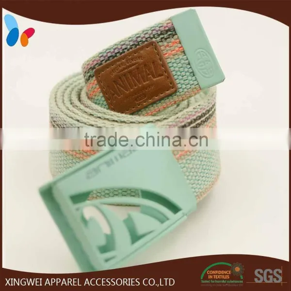 Cotton Webbing Rope Waist Belt With Coated Metal Belt Buckle