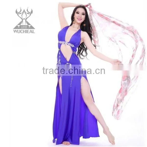 Belly Dance Costumes,Blue Silk Sexy Nice Belly Dance Wear,Belly Dance Performance Dress for Dancer (QC2115) photo-4