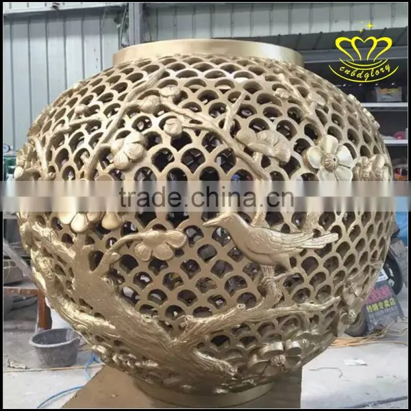 Upscale Mall Theme Bronze Sculpture Square Stainless Steel Hollow Ball Art photo-4