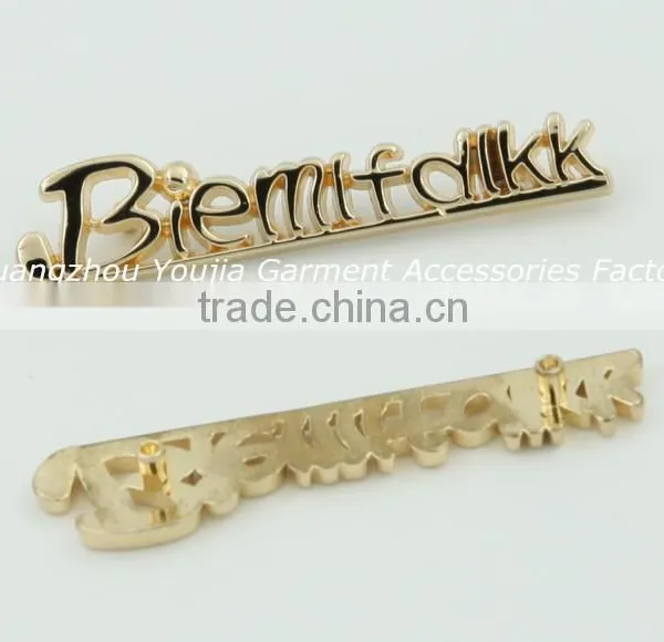 Custom Gold Metal Letter Logo Metal Label for Handbags Wholesale photo-4