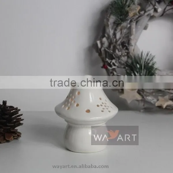3 Asst LED Lighted Ceramic Mushroom With Snowflake Carved photo-2