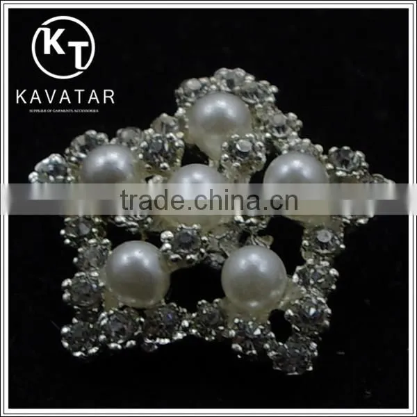 Good Quality NK010 Metal Rhinestone Button With Pearl for Clothes photo-2